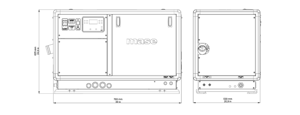 MASE GENERATORS - INTERCOOLER IS 8.1 - 8.8 KW - 60Hz - 1800 RPM IS-8-1 - DIMENSIONS